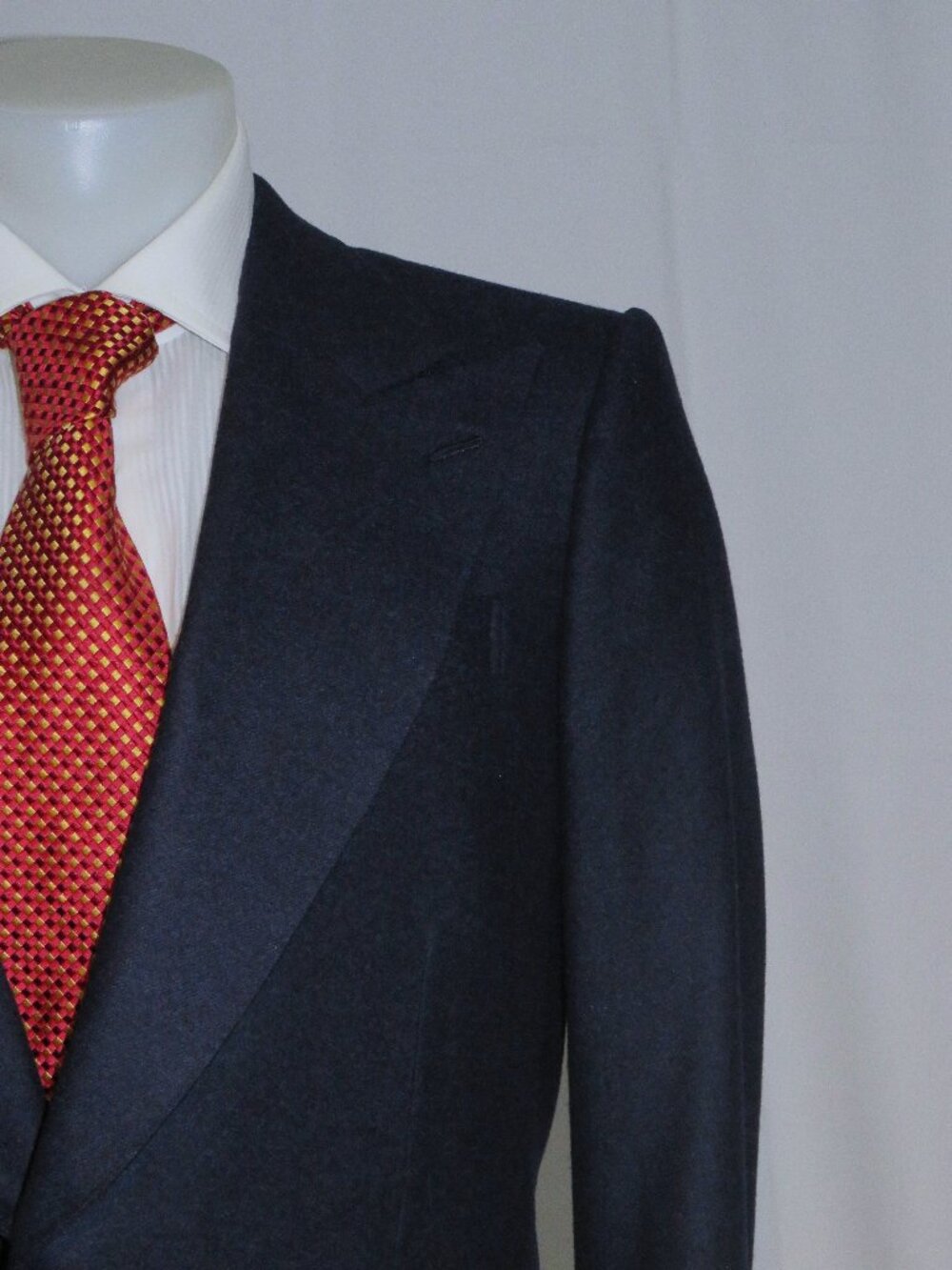 Edward Sexton Bespoke Savile Row Blue Brushed Flannel One Button Sport Coat 38L